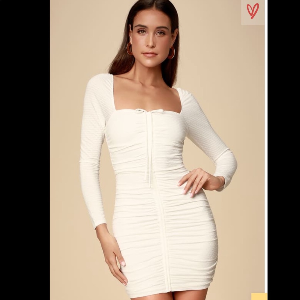 Ali & Jay NEW White Ruched Bodycon Dress